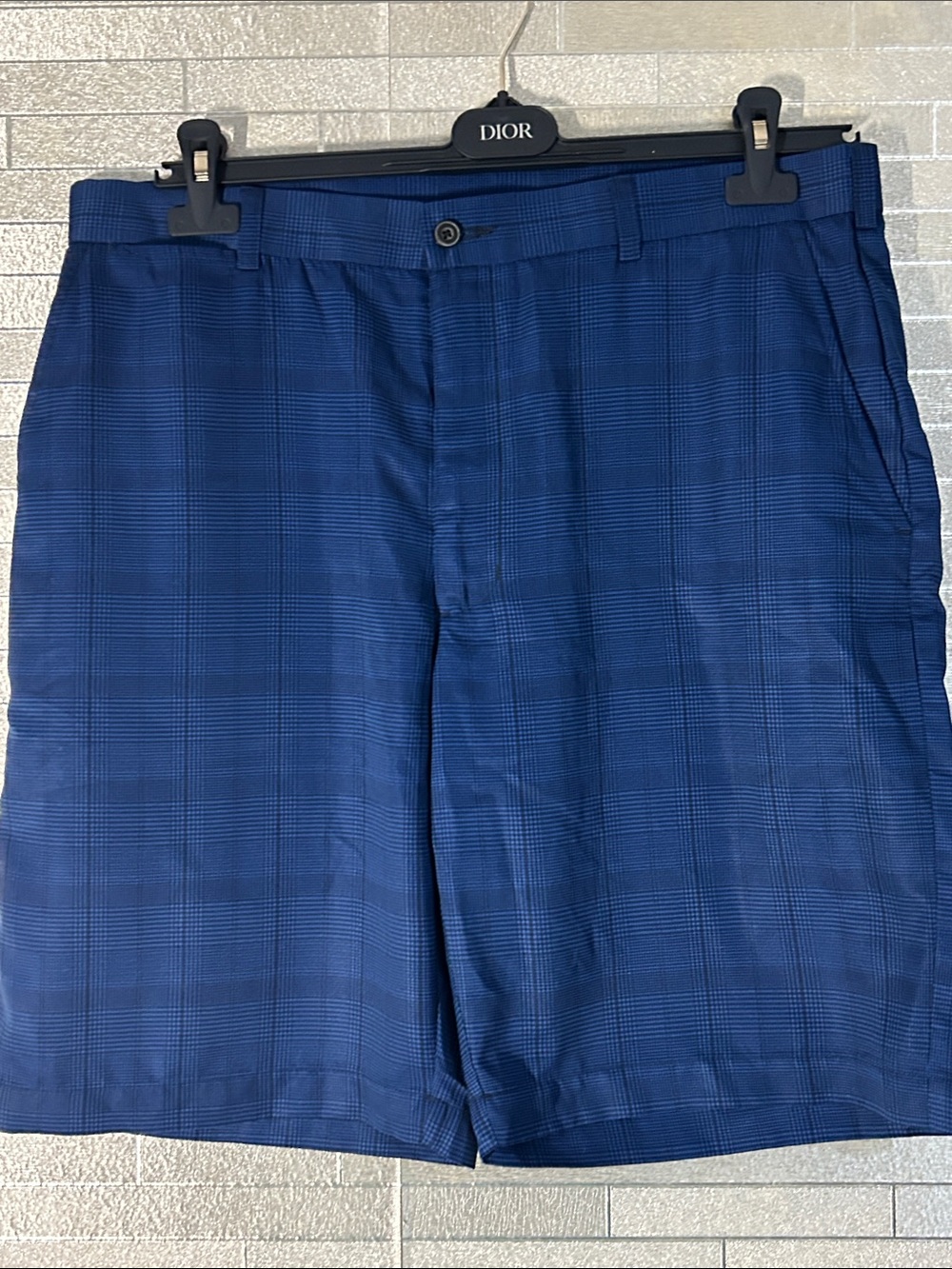 Ben Hogan Navy Plaid Flat-Front Golf Men's Shorts Blue, 36